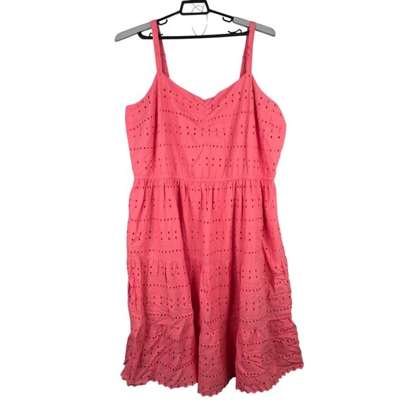 Womens Lane Bryant Pink Eyelet Sundress Adjustable Straps & Back Zipper Size 26 - Picture 1 of 8